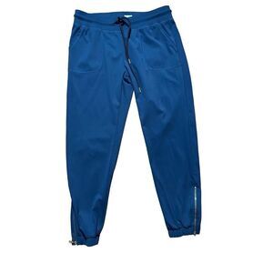 Zyia Active Ankle Zip Jogger Pants Pull On Drawstring Navy Athleisure‎ Women's S